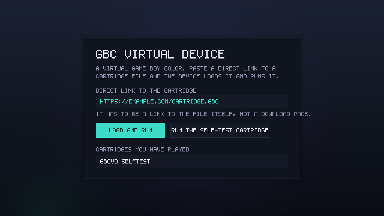 Ảnh chụp màn hình 1 của GBC Virtual Device